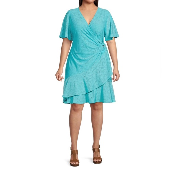 Michael Kors Turquoise Paisley And Eyelet Dress - Size XL - Picture 1 of 5